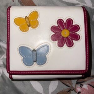 Rare coach White Wallet with Butterfly and Flower Design